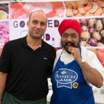 Perthshire On A Plate….06.08.16 
Celebrity chef Tony Singh takes a tour of the trade stands in the Perthshire On A Plate marquee.
Picture by Graeme Hart.
Copyright Perthshire Picture Agency
Tel: 01738 623350  Mobile: 07990 594431