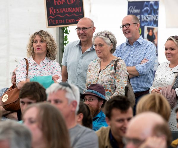 Perthshire on a Plate..04.08.18
The audience watch Scottish Chef Jak ODonnell doing a cooking demonstration
Picture by Graeme Hart. 
Copyright Perthshire Picture Agency
Tel: 01738 623350  Mobile: 07990 594431